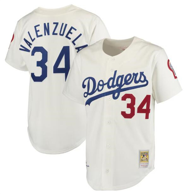 Men's Cream Los Angeles Dodgers #34 Toro Valenzuela With Patch Cool Base Stitched Baseball Jersey
